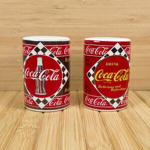 Vintage 90s Coca-Cola Enesco Porcelain Salt and Pepper Shakers Set, New